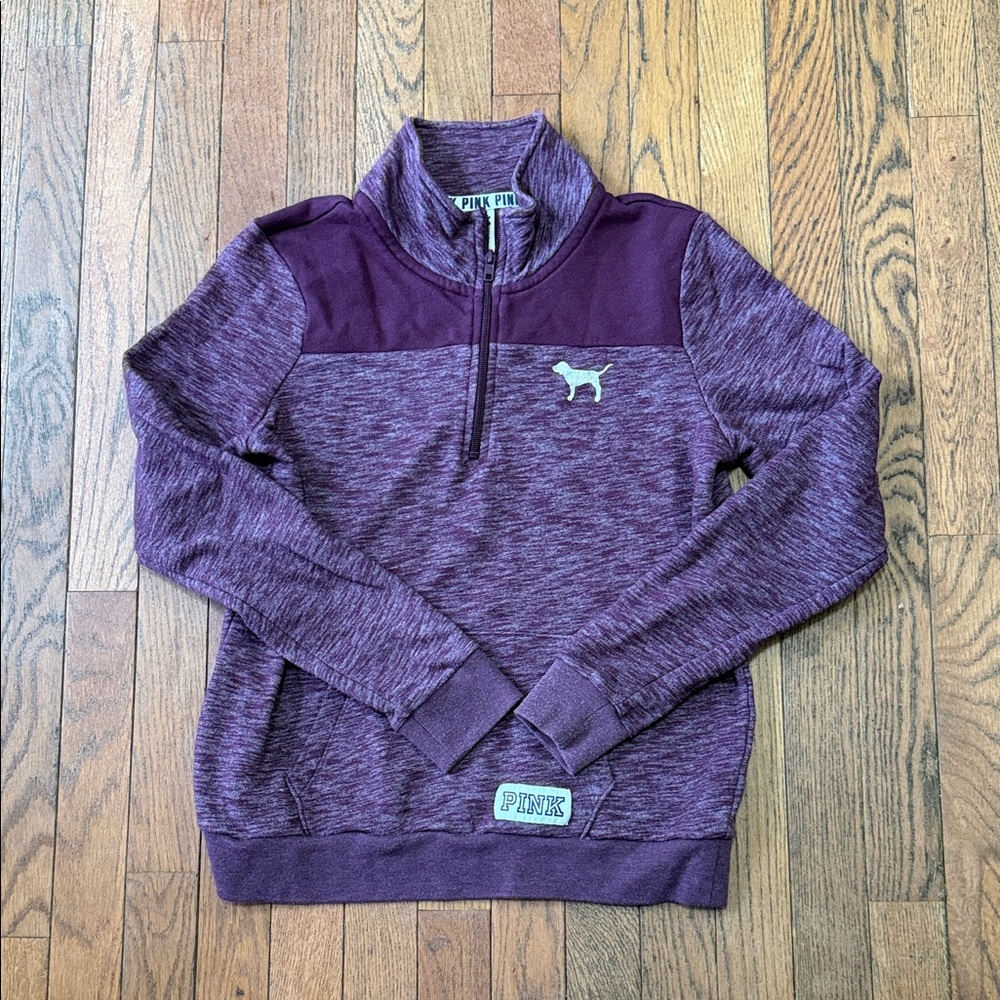 PINK Victoria's Secret Heathered Purple Quarter-Zip Pullover
